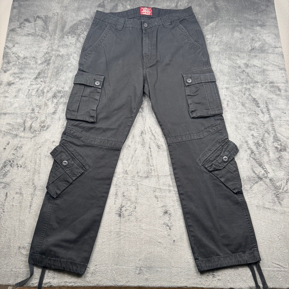 Matchstick Mens Black Cargo Pants Y2K Vintage Workwear Tactical Size 34